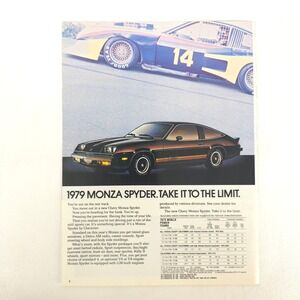 Vintage Chevy Monza Spyder 1979 Print Ad Muscle Car Garage Decor Show Display